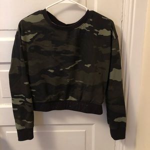 PINK camo cropped sweater